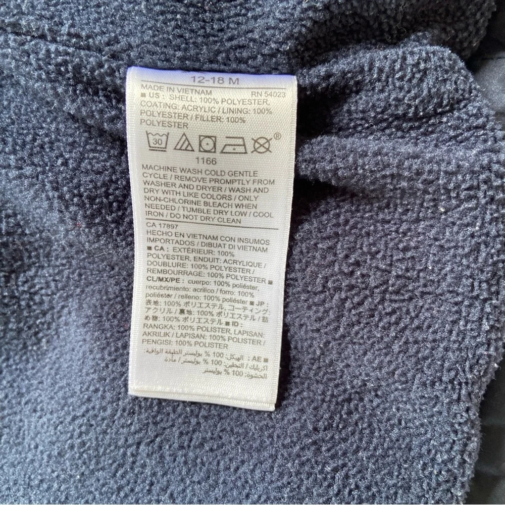 Old Navy Toddler Frost Free Puffy Vest Navy Blue 12-18m